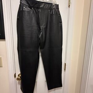 SPANX Black Faux Leather Straight Leg Pants NWT Large